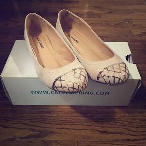 Soft pink flats with Gold detail